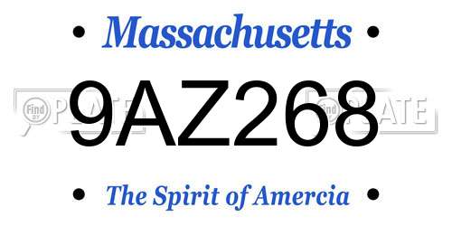 9AZ268 Massachusetts License Plate