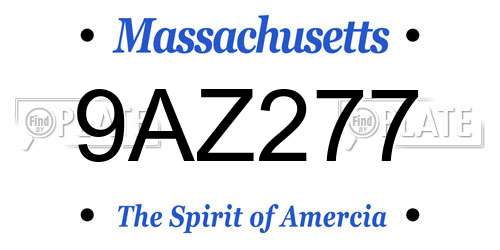 9AZ277 Massachusetts License Plate