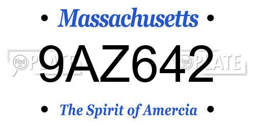 9AZ642 Massachusetts License Plate