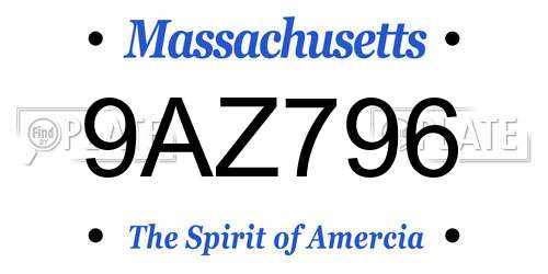 9AZ796 Massachusetts License Plate