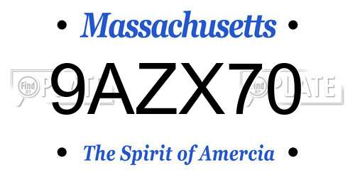9AZX70 Massachusetts License Plate