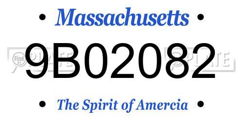 9B02082 Massachusetts License Plate