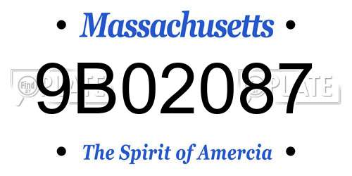 9B02087 Massachusetts License Plate