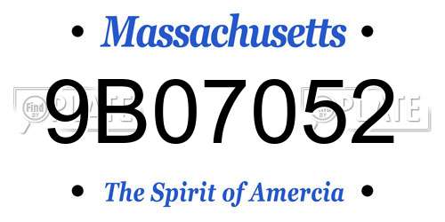 9B07052 Massachusetts License Plate
