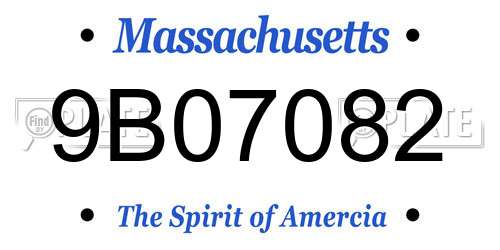 9B07082 Massachusetts License Plate
