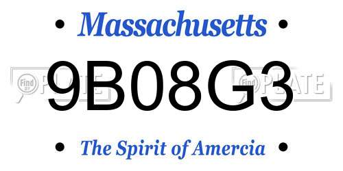 9B08G3 Massachusetts License Plate