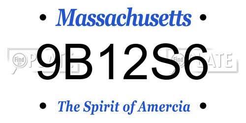 9B12S6 Massachusetts License Plate