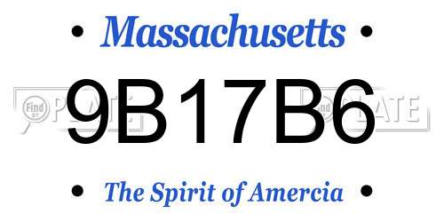 9B17B6 Massachusetts License Plate