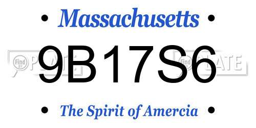 9B17S6 Massachusetts License Plate