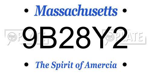 9B28Y2 Massachusetts License Plate