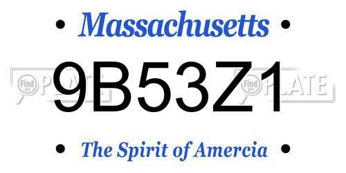 9B53Z1 Massachusetts License Plate