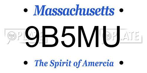 9B5MU Massachusetts License Plate