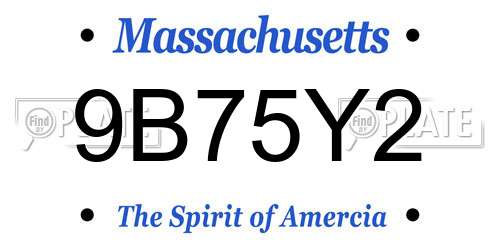 9B75Y2 Massachusetts License Plate
