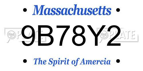 9B78Y2 Massachusetts License Plate