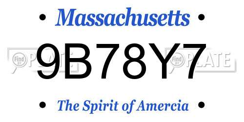 9B78Y7 Massachusetts License Plate