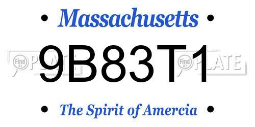 9B83T1 Massachusetts License Plate
