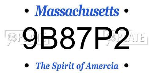9B87P2 Massachusetts License Plate