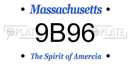 9B96 Massachusetts License Plate
