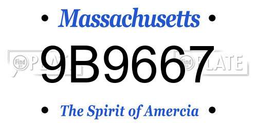 9B9667 Massachusetts License Plate