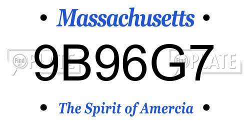 9B96G7 Massachusetts License Plate