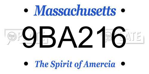 9BA216 Massachusetts License Plate
