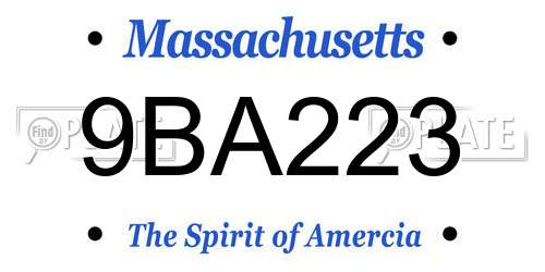 9BA223 Massachusetts License Plate