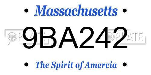 9BA242 Massachusetts License Plate