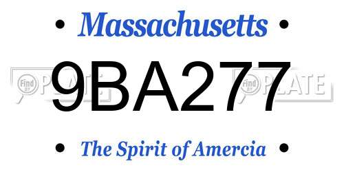 9BA277 Massachusetts License Plate