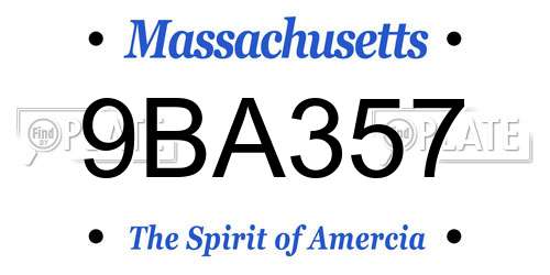 9BA357 Massachusetts License Plate