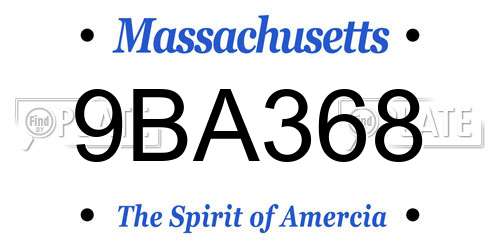 9BA368 Massachusetts License Plate