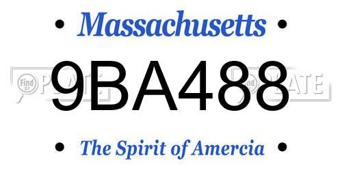 9BA488 Massachusetts License Plate