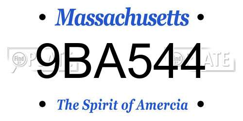 9BA544 Massachusetts License Plate