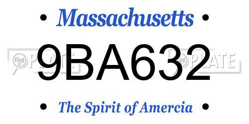 9BA632 Massachusetts License Plate