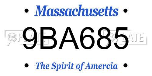 9BA685 Massachusetts License Plate