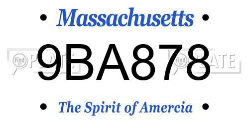 9BA878 Massachusetts License Plate