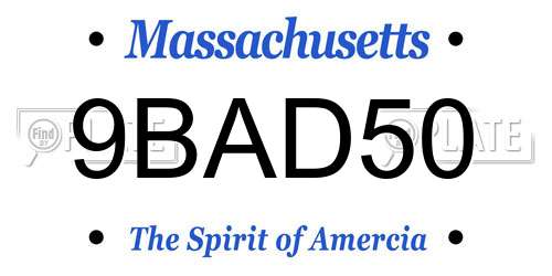9BAD50 Massachusetts License Plate