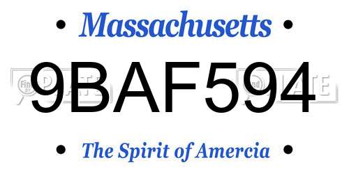 9BAF594 Massachusetts License Plate