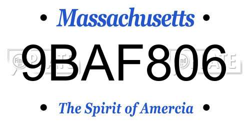 9BAF806 Massachusetts License Plate
