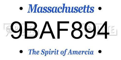 9BAF894 Massachusetts License Plate