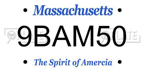 9BAM50 Massachusetts License Plate