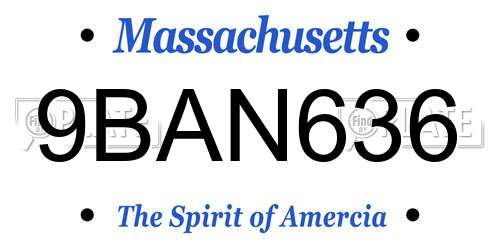 9BAN636 Massachusetts License Plate