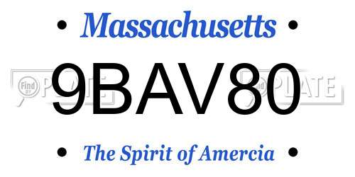 9BAV80 Massachusetts License Plate