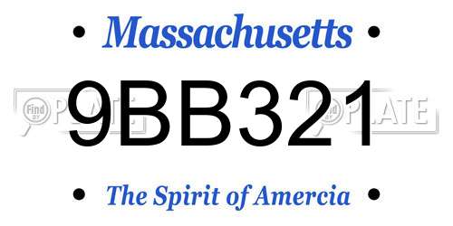 9BB321 Massachusetts License Plate