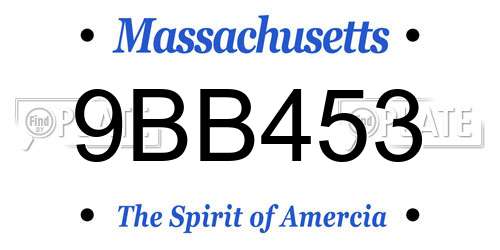 9BB453 Massachusetts License Plate