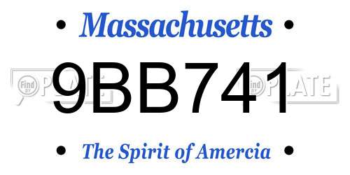 9BB741 Massachusetts License Plate