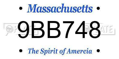 9BB748 Massachusetts License Plate