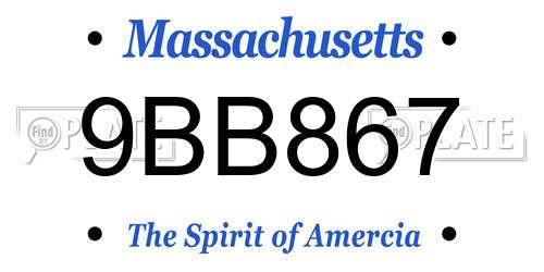 9BB867 Massachusetts License Plate
