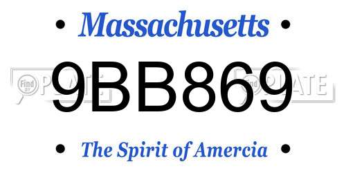 9BB869 Massachusetts License Plate