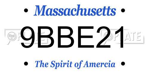 9BBE21 Massachusetts License Plate