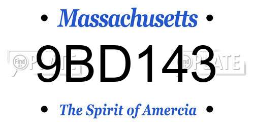 9BD143 Massachusetts License Plate